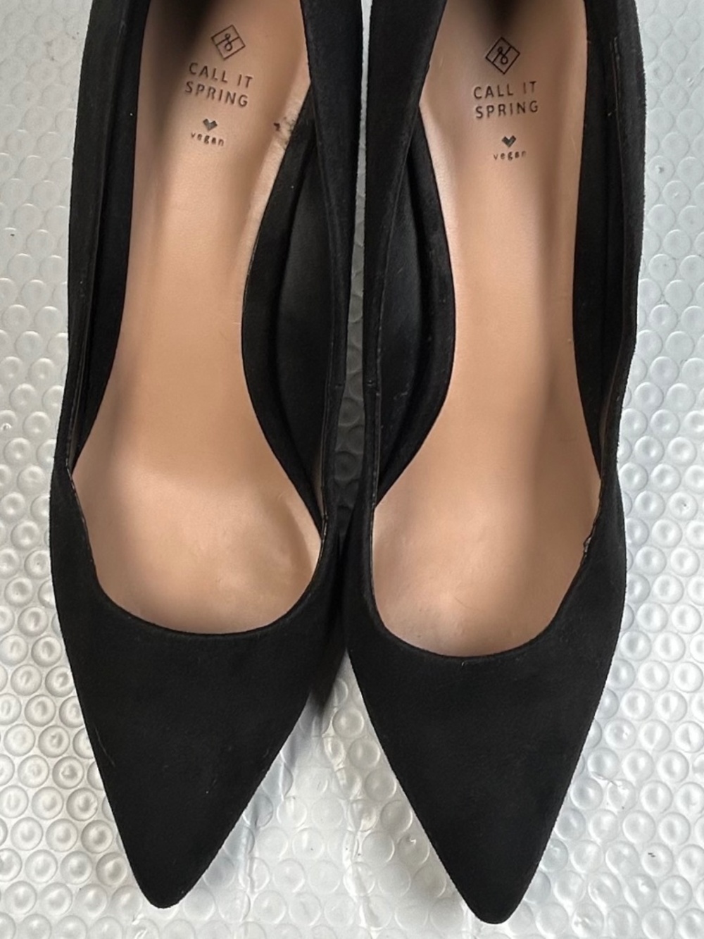 Call It Spring Black Pointed Toe Pumps High Heels Vegan Leather Women's Size 8